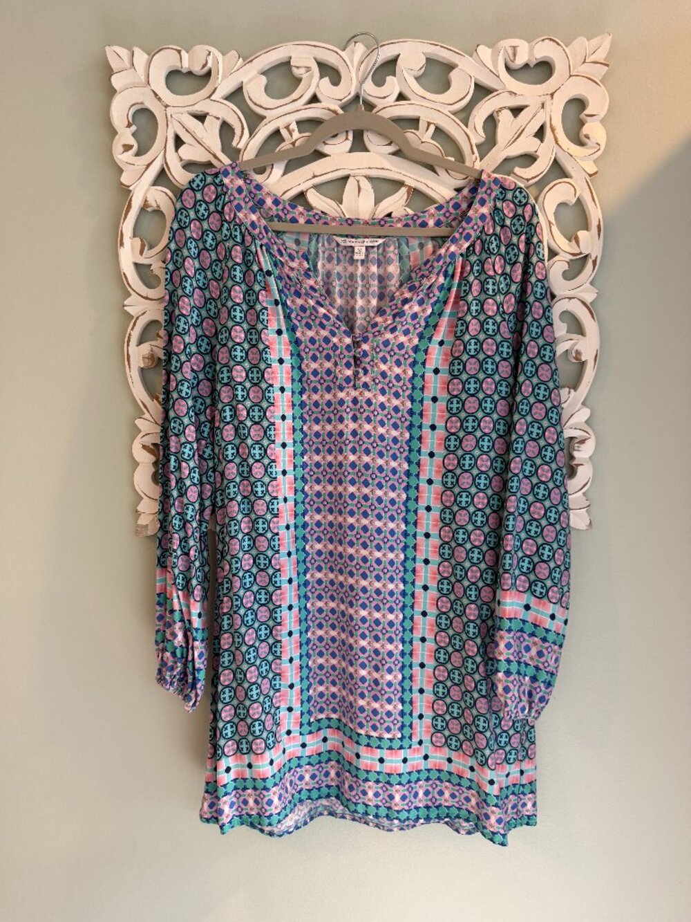 Southern Tide Blue and Pink Mina Printed Dress